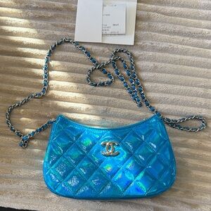 Chanel Iridescent Blue Quilted Shoulder Bag